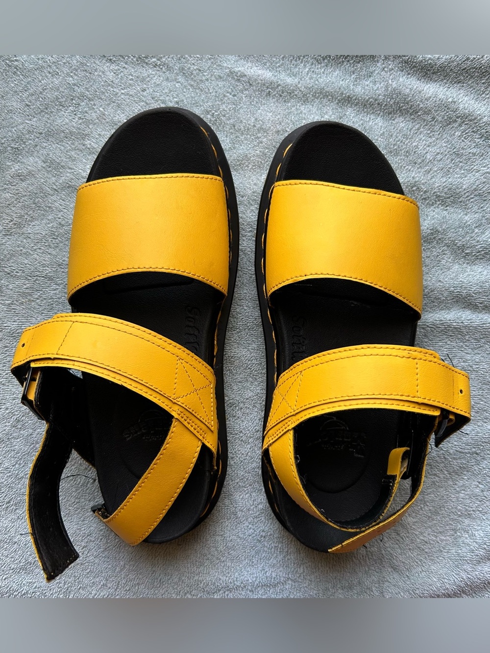 VOSS WOMEN'S LEATHER STRAP SANDALS Dr. Martens in Yellow (hydro leather)